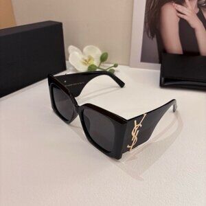 Saint Laurent Black and Gold Oversized Sunglasses